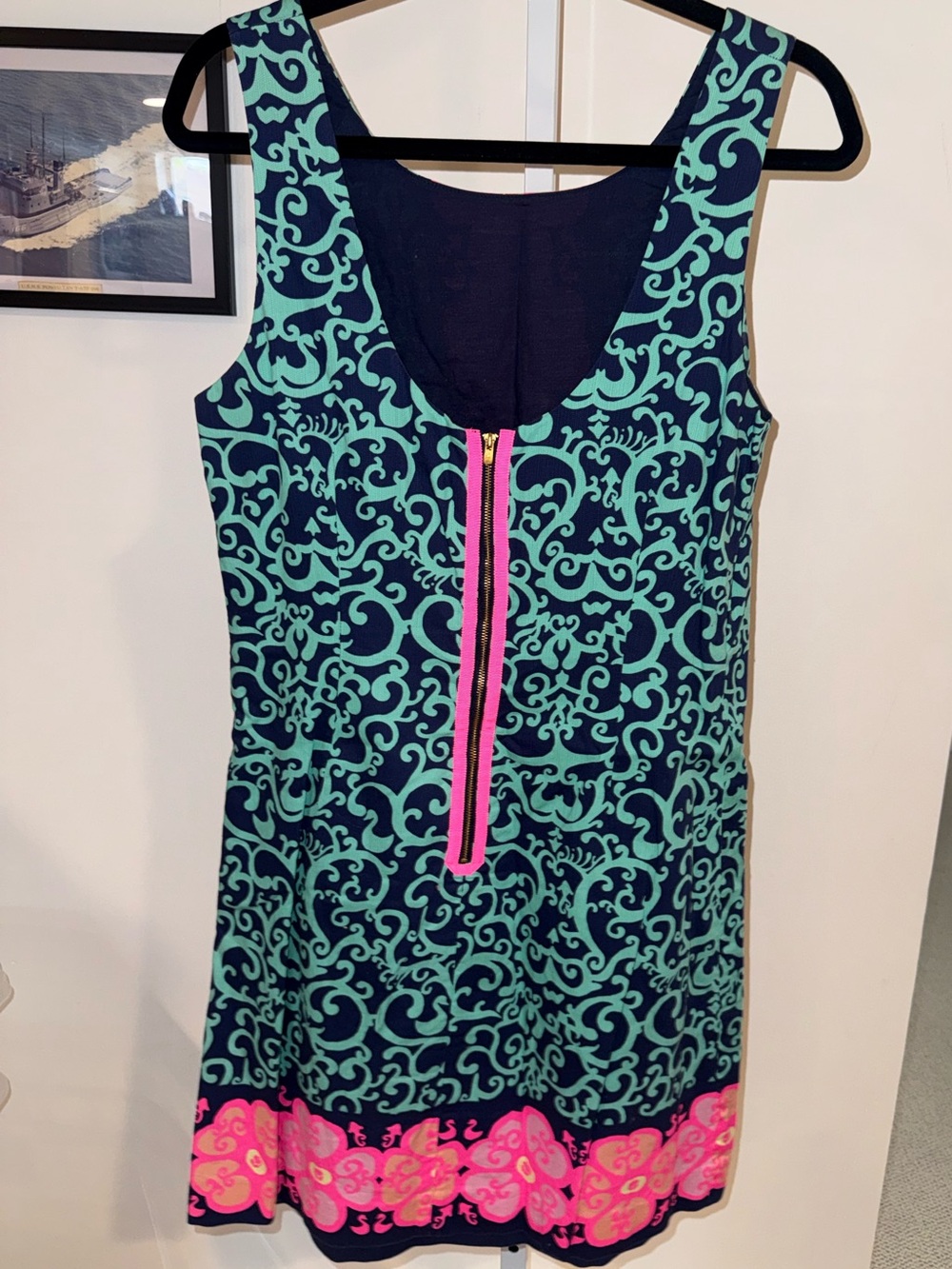 Lilly Pulitzer Teal & Pink Printed Shift Dress - Picture 3 of 3